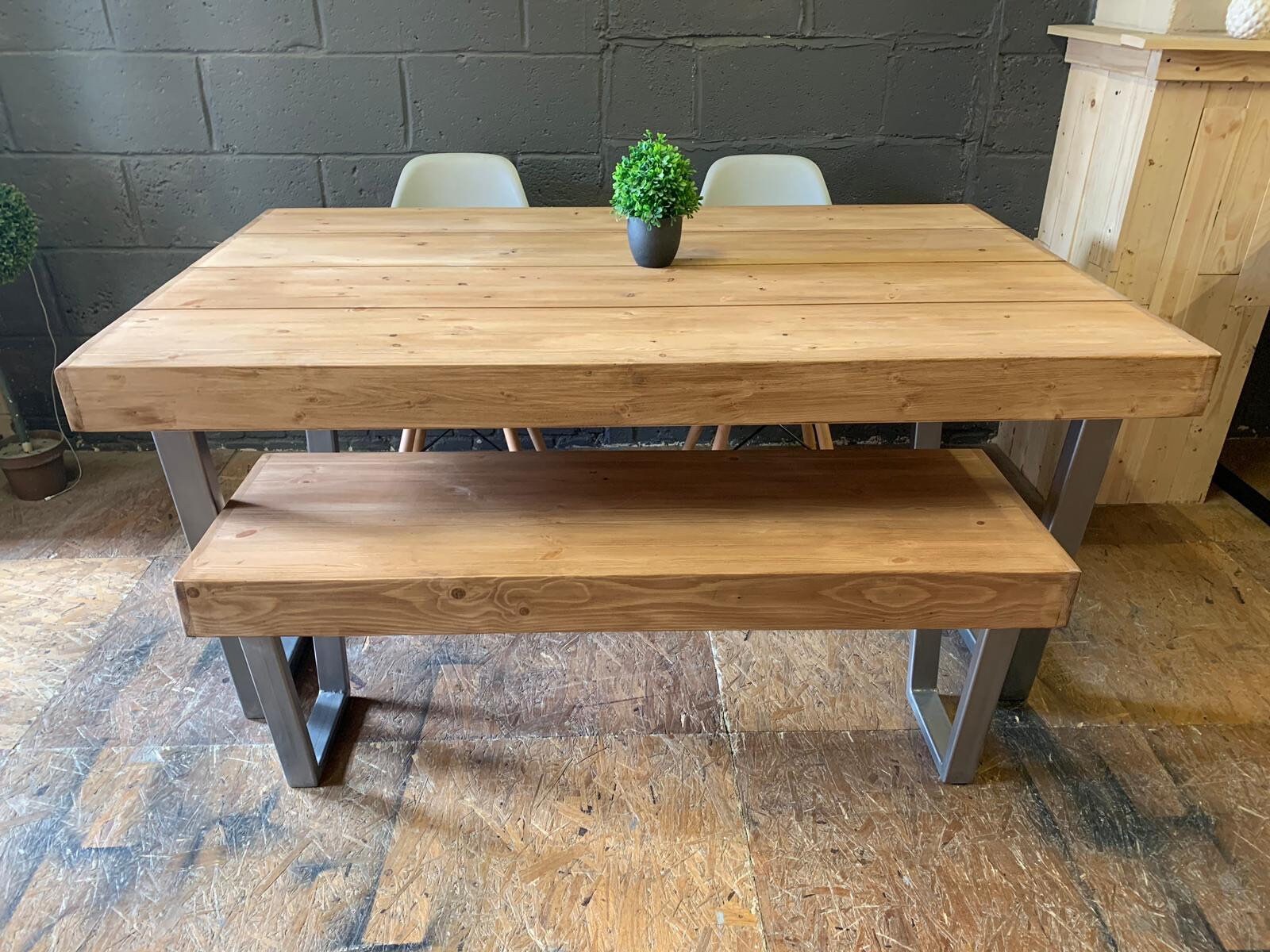 Industrial dining table bench and chairs. Home pub and Etsy