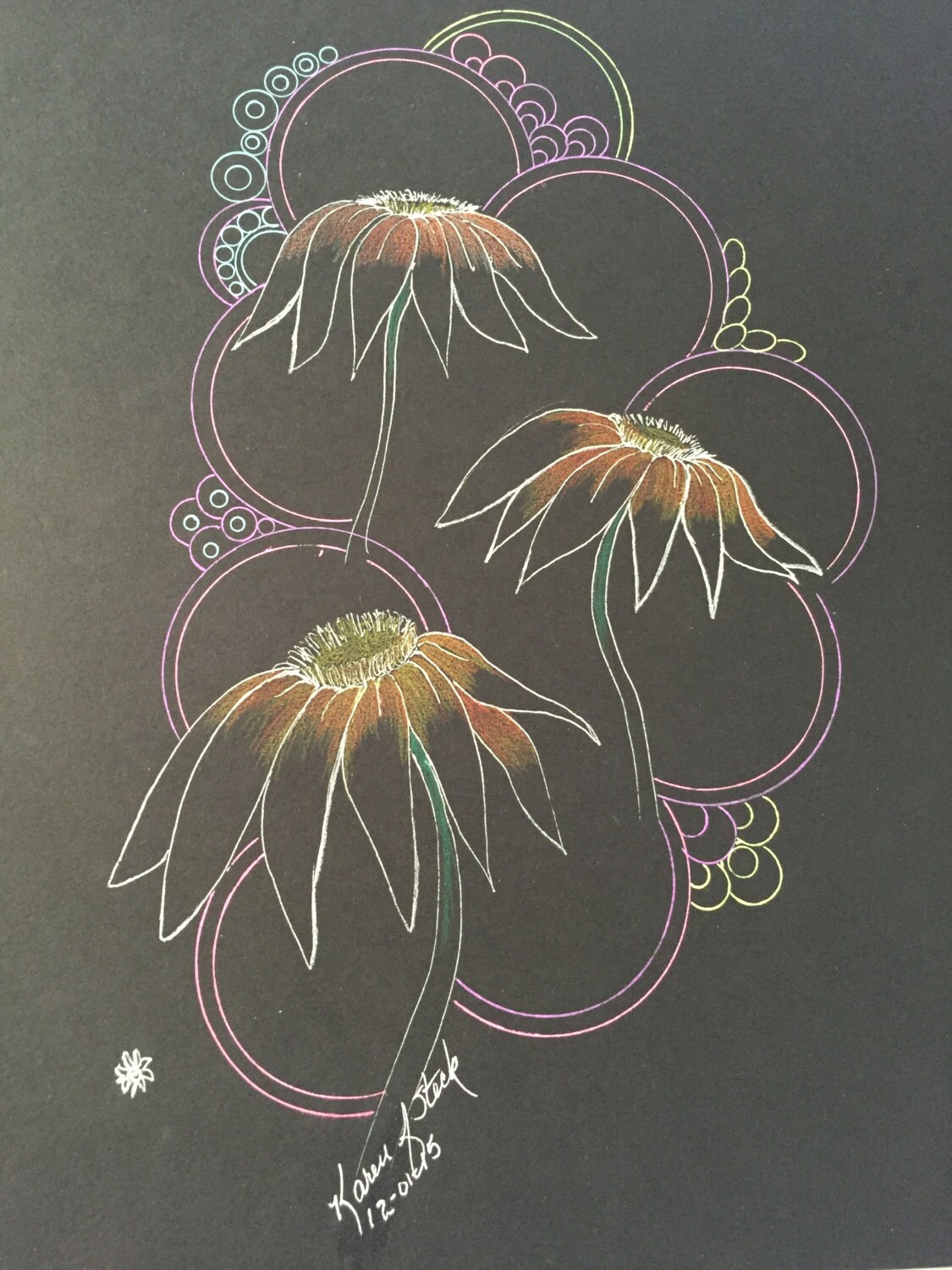 Zentangle Kegel Blumen, Blume, Kunst, Zentangle Blumen, Blumen, Zentangle Kunst, Gel-Kugelschreiber, schwarzes Papierkunst,