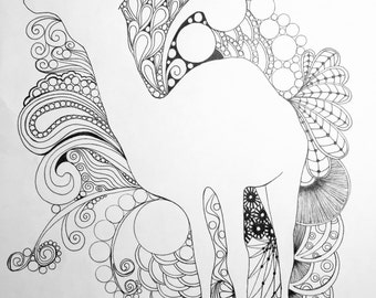 Zentangle Camel, camel art, desert art, zentangle art, black and white art, standing camel, wall art, wall decor, zentangle