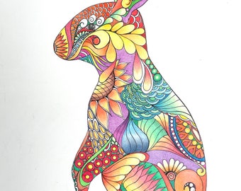 Zentangle Rabbit Zentangle Bunny Colored Bunny Colored
