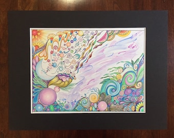 Abstract drawing color pencil art zentangle art zentangle kids art abstract wall art moon art wall art original wall art moon wall art