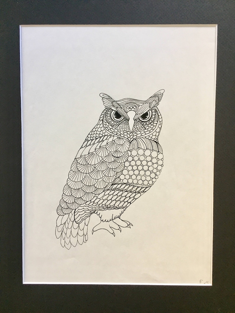 Zentangle Owl owl art bird art Zentangle bird Zentangle art Etsy