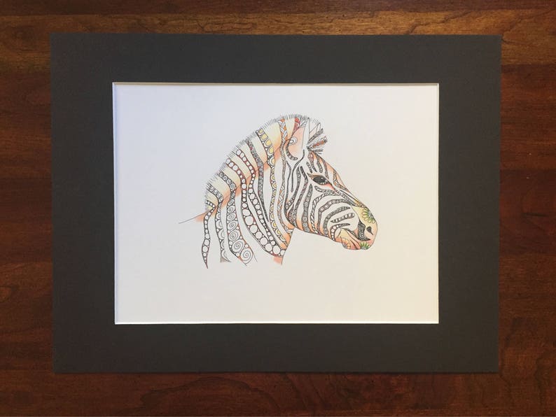 Zentangle Zebra Zebra Art Colored Zebra Colored Zentangle Etsy