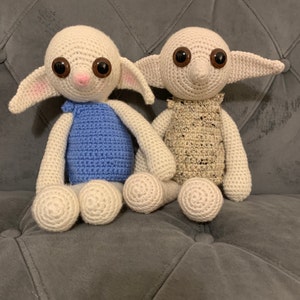 Handmade Crochet House Elves Doll Dobby and Winky dynamic duo