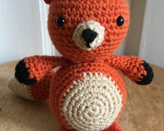 Handmade Crochet Fox Plush Doll: Woodland Nursery Decor