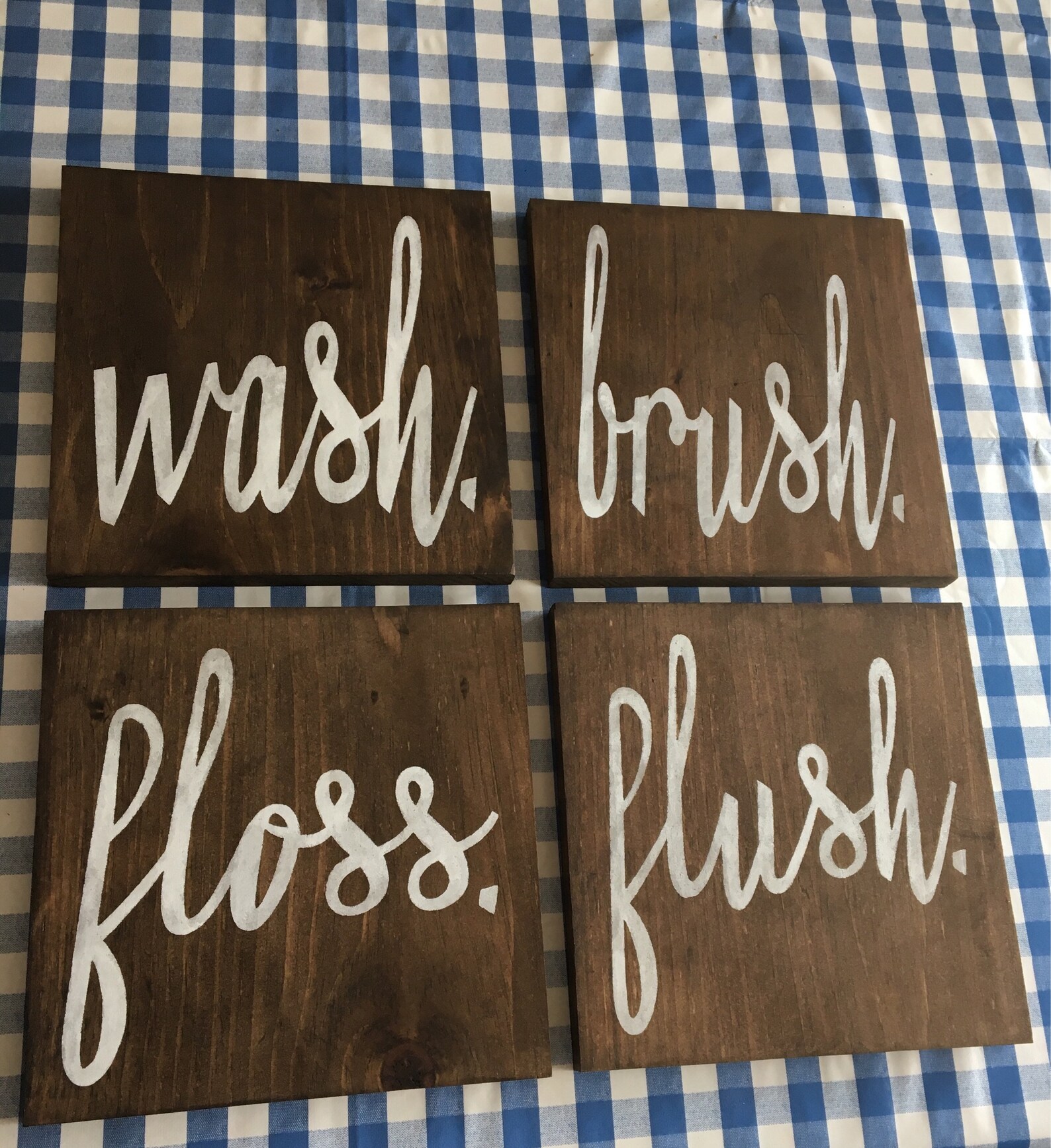 Lavado cepillo hilo dental lavado pintado a mano letreros | Etsy