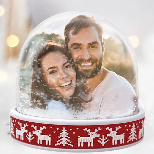 Benutzerdefinierte Schneekugel | Personalisierte personalisierte Schneekugel | Weihnachtsgeschenk | Doppel Foto Schnee & Glitzer Globe Erinnerungen Großeltern Geschenk