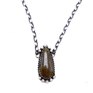 Navajo Handmade Kingman Turquoise Chocker Necklace set in Sterling Silver by Augustine Largo