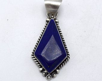 Navajo Handmade Lapis Pendant set in Sterling Silver by Alfred Martinez
