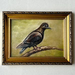 キャンバスに描かれたオリジナルの鳩の油絵、平和と愛の鳥のアート