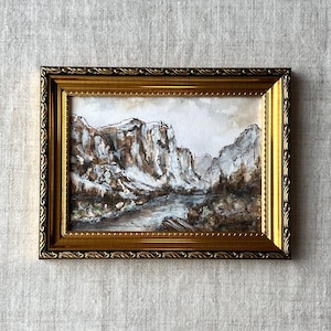 MOUNTAIN LANDSCAPE #1 - Unframed Landscape Sketch - Farmhouse Painting - Original Landscape Drawing - French Kitchen Art - Landscape Art
