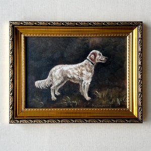 ENGLISH SETTER DOG Oil Painting - Unframed Original Dog Setter Oil Painting - Rustic Country Farmhouse Art - Pat Portrait Wall Art - Dog Art