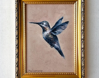 HUMMINGBIRD #1 Art Print - Unframed Bird Oil Painting Print - Wildlife Painting - Kolibri Bird Art - Vintage Bird Oil Painting - Nature Art