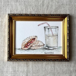 DESSERT #2 Sketch - Disegno di dessert senza cornice - Arte della cucina francese - Natura morta di cibo originale - Dipinto minimalista - Arte murale di cibo