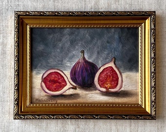 Feigen #2 Ölgemälde - Ungerahmtes Original Feigen Stillleben - Französische Landküche Kunst - Minimalistische Wandkunst - Obst Stillleben - Feigenkunst