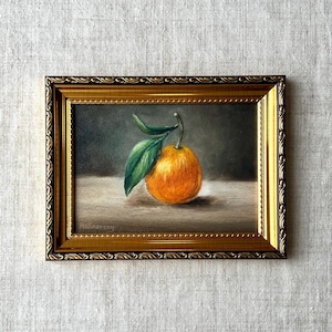 CLEMENTINE Oil Painting -  Unframed Oil Painting - Fruit Still Life - Minimalist Wall Art - Kitchen Wall Decor - Clementine Art -Citrus Art