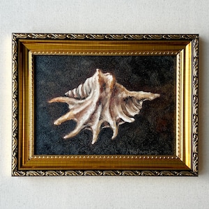 SEASHELL #2 Oil Painting - Unframed Coastal Oil Painting - Sea Shell Art - Beach House Decor - French Country Shell Art - Nursery Wall Decor