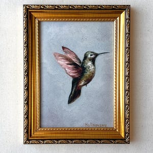 Stampa artistica HUMMINGBIRD #3 - Stampa di pittura a olio di uccelli senza cornice - Pittura di animali selvatici - Pittura a olio di uccelli vintage - Kolibri Bird Art - Arte della natura