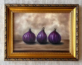 Feigen #5 Ölgemälde - Ungerahmtes Original Feigen Stillleben - Französische Landküche Kunst - Minimalistische Wandkunst - Obst Stillleben - Feigenkunst
