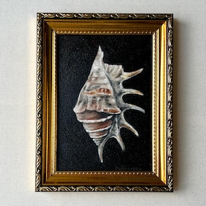 SEASHELL Oil Painting - Unframed Original Seashell Oil Painting - Coastal Wall Art - Beach Decor - French Country Shell Art - Nursery Decor