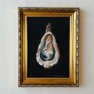 OYSTER SHELL #1 Art Print - Unframed Original Oil Painting - Food Painting - Oyster Shell Still Life - Seafood Wall Art - Coastal Painting