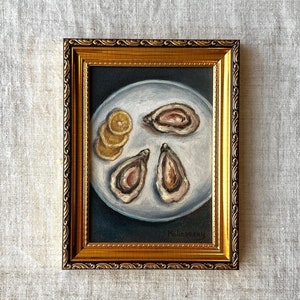 OYSTERS #1 ART - Oil Painting - Unframed Original Still Life Painting - Food Painting - Oyster Shell Art - Seafood Wall Decor - Coastal Art