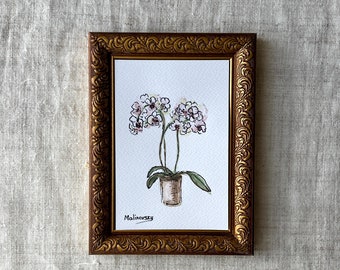 ORCHID FLORALS - Unframed Flowers Sketch Drawing - Florals Still Life - Minimalist Flowers Art - French Country Art - Floral Wall Decor