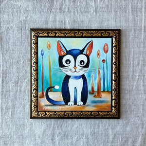 CHAT #9 peinture à l'huile - peinture à l'huile sans cadre - décoration murale originale de chambre de bébé - art mural de chambre de bébé - peinture de chat originale - art de chat