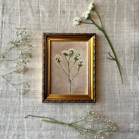 白い野花 油絵 - 額なし油絵 - 花の静物画 - 花柄ウォールアート