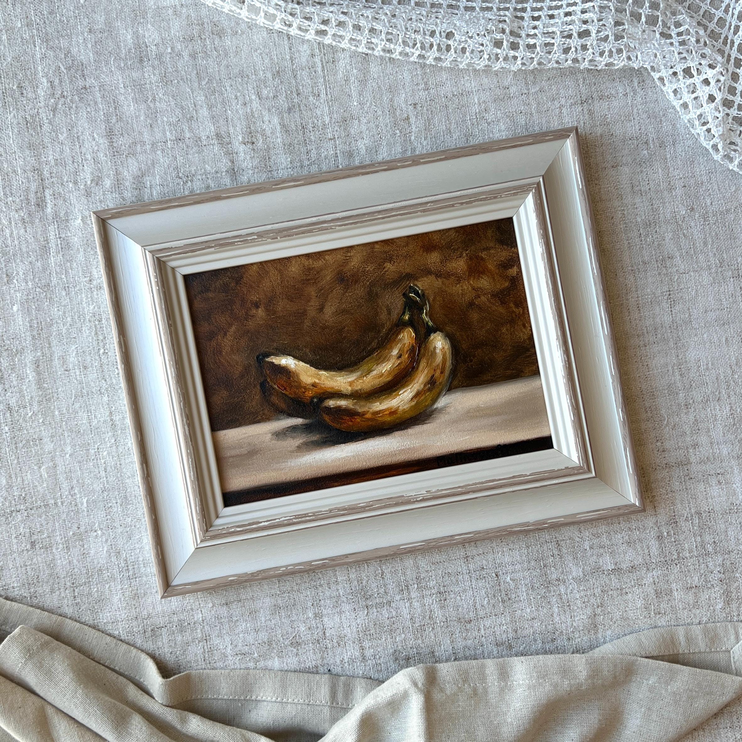 バナナ #3 油絵 - フレームなしのオリジナルバナナアート - フレンチ