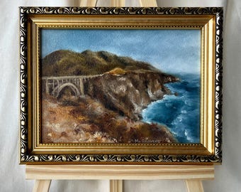 Bixby Creek Bridge California, Original Oil Painting, Big Sur Coast