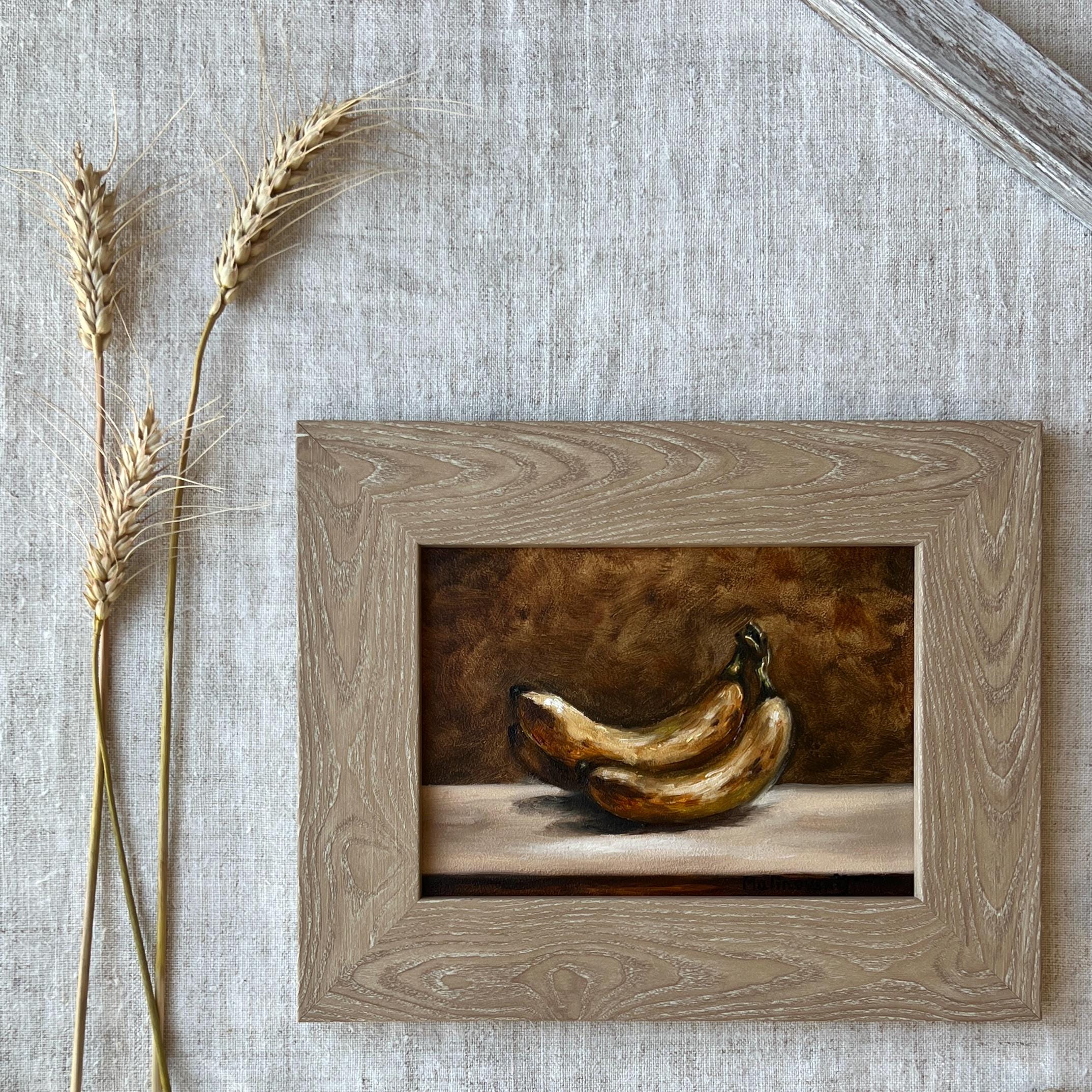 バナナ #3 油絵 - フレームなしのオリジナルバナナアート - フレンチ