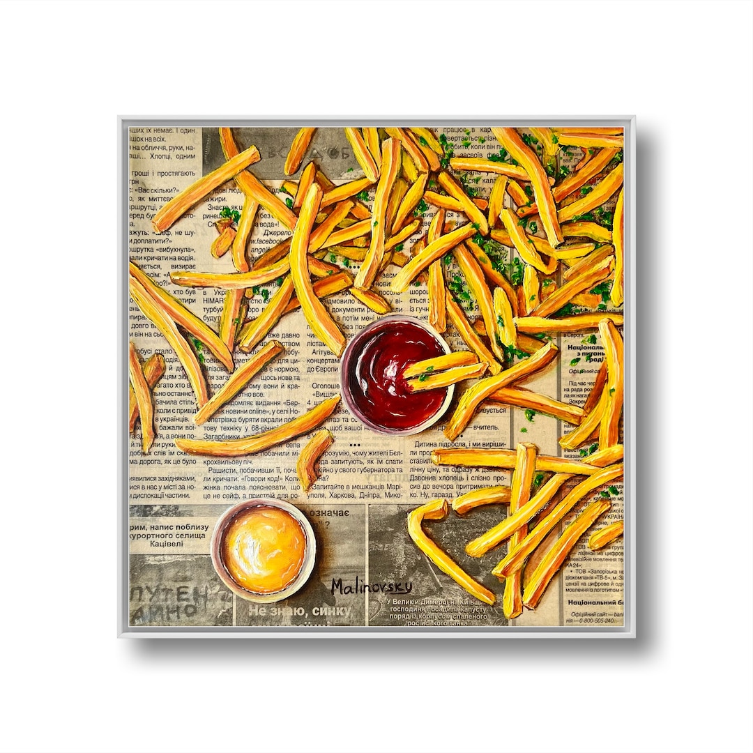 French Fries Painting Original Oil Painting Fast Food Painting Etsy