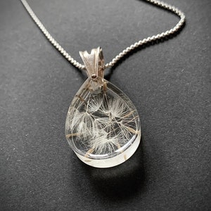 Paardebloemwensen hanger ketting, paardenbloemzaden in hars, echte paardenbloemwensen, cadeaus voor haar.  Harssieraden