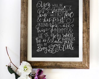 Baby boy print - Little boy quote - hand written baby quote
