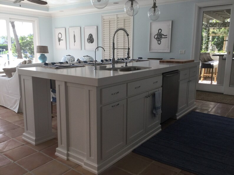 Custom Kitchen Island Large Island With Seating Column Legs Etsy