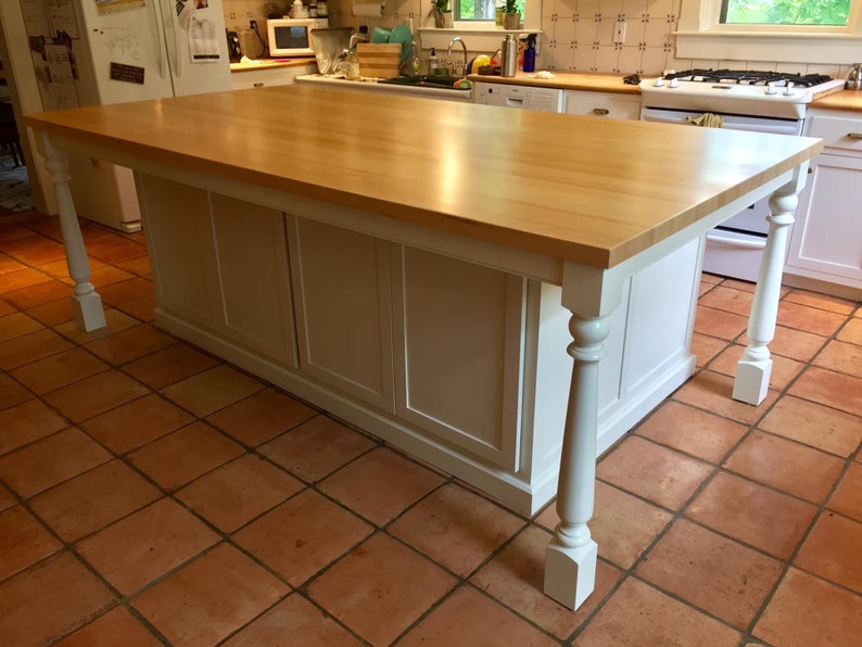 Large Custom Kitchen Island With Seating and Decorative Legs Etsy