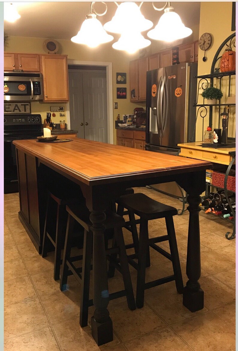 Item 101 Kitchen Island With Extended Seating Area and Solid Etsy