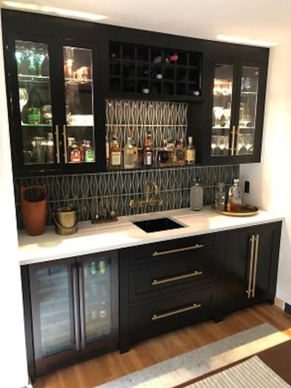 Black and white bar cabinet discount