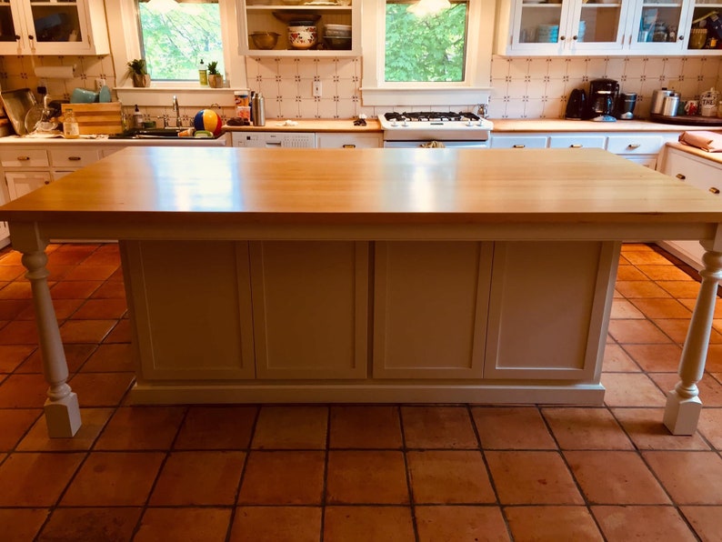 Large Custom Kitchen Island With Seating and Decorative Legs Etsy