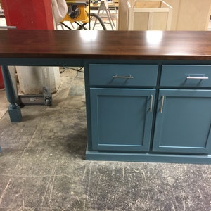 Montgomery with side seating  Kitchen Island with Seating and Turned Legs