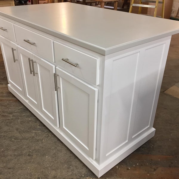 Kitchen island with seating, custom kitchen island, 3 Drawers Over 4 Doors (Item # EWRF6001)