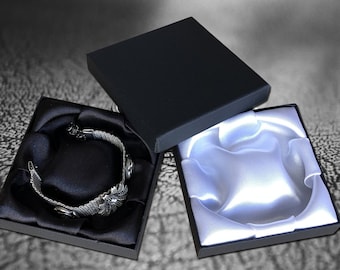 LUXURY SATIN LINED black jewellery gift box with various satin lining for bracelet bangle watch wristwatch - gift for her him - gift wrap
