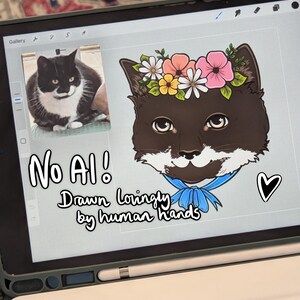 Human Made Pet Portrait Digital Commissions -  Ghibli Cartoon Style Custom Pet Art