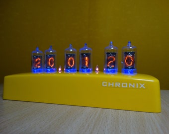 Nixie Clock with 6 Z573M tubes RGB backlight yellow composite case Z570M Z574M