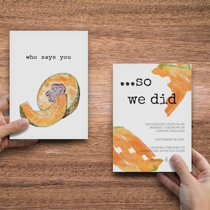 Lot de petites cartes postales personnalisées pour faire-part de mariage pour gourmets