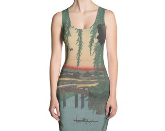 Japanese Woodblock Sublimated Dress Art History Ukiyo-e Reproduction - Yatsumi bridge Andō Hiroshige - Great Gift