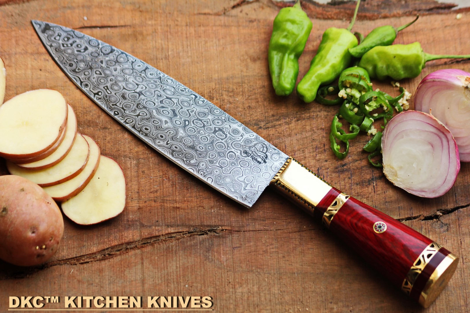 Dkc 533 Ds Rd Grand Master Chef Knife Damascus Dkc Knives 16 8 Etsy
