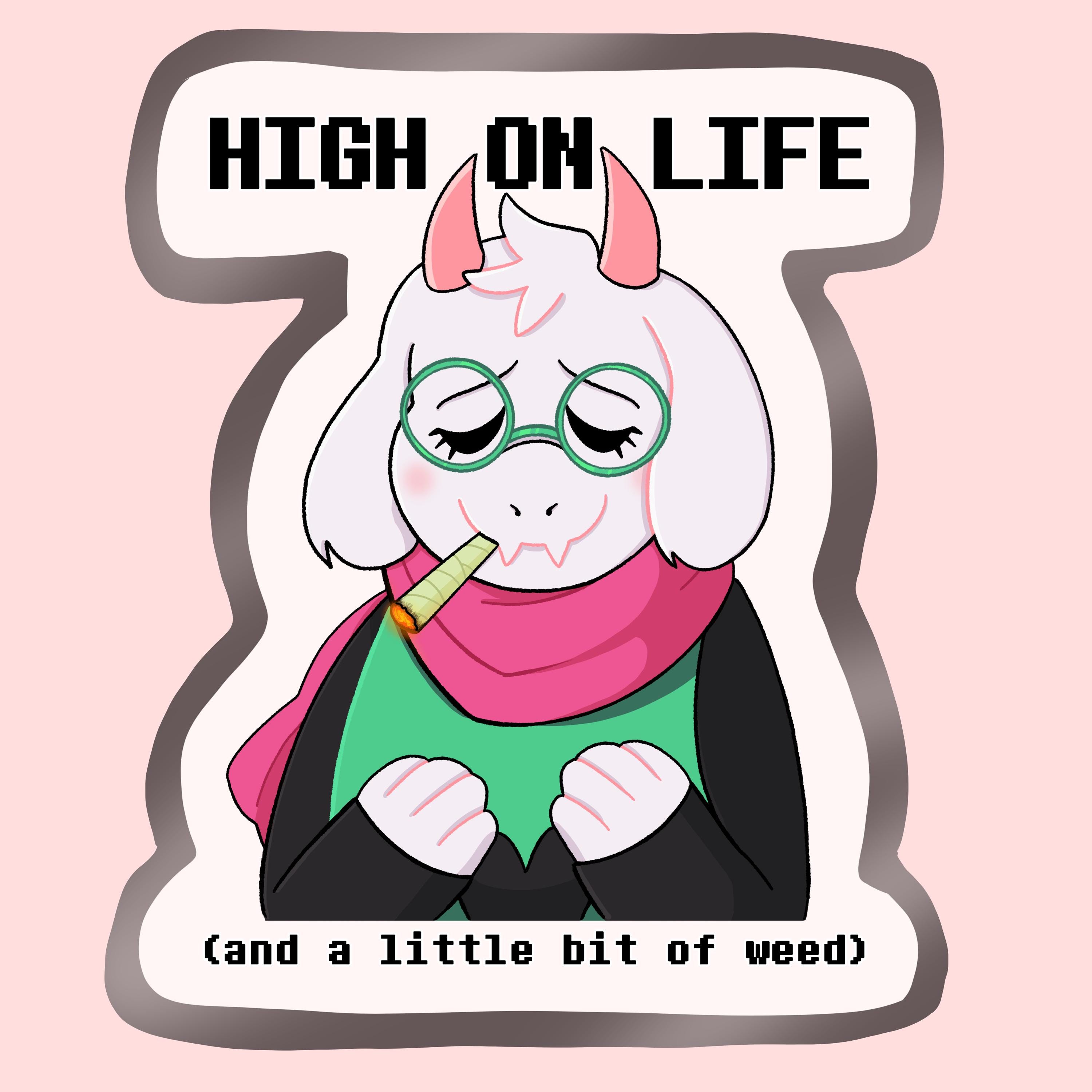 Ralsei High on Life Holographic Vinyl Sticker