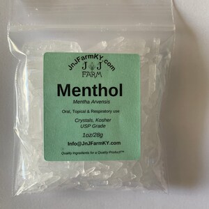 Menthol Crystals Food Grade, Kosher & USP 1 oz